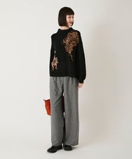 RBLAE21230 HIROKO BIS(ヒロコ ビス) ネップツイードワイドプルオンパンツ /洗える ベージュ