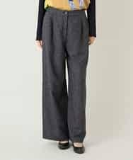 RBLAE21230 HIROKO BIS(ヒロコ ビス) ネップツイードワイドプルオンパンツ ネイビー