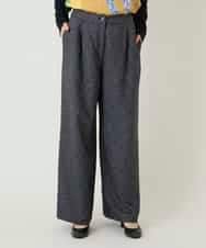 RBLAE21230 HIROKO BIS(ヒロコ ビス) ネップツイードワイドプルオンパンツ ネイビー