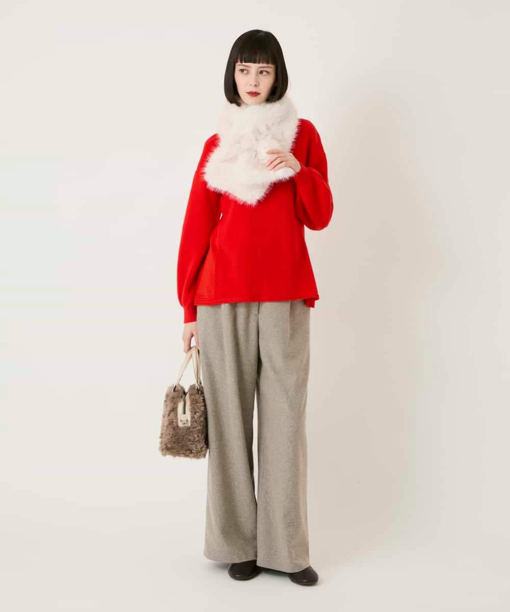 RBLAE21230 HIROKO BIS(ヒロコ ビス) ネップツイードワイドプルオンパンツ ベージュ