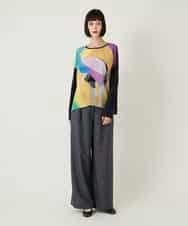 RBLAE21230 HIROKO BIS(ヒロコ ビス) ネップツイードワイドプルオンパンツ ベージュ