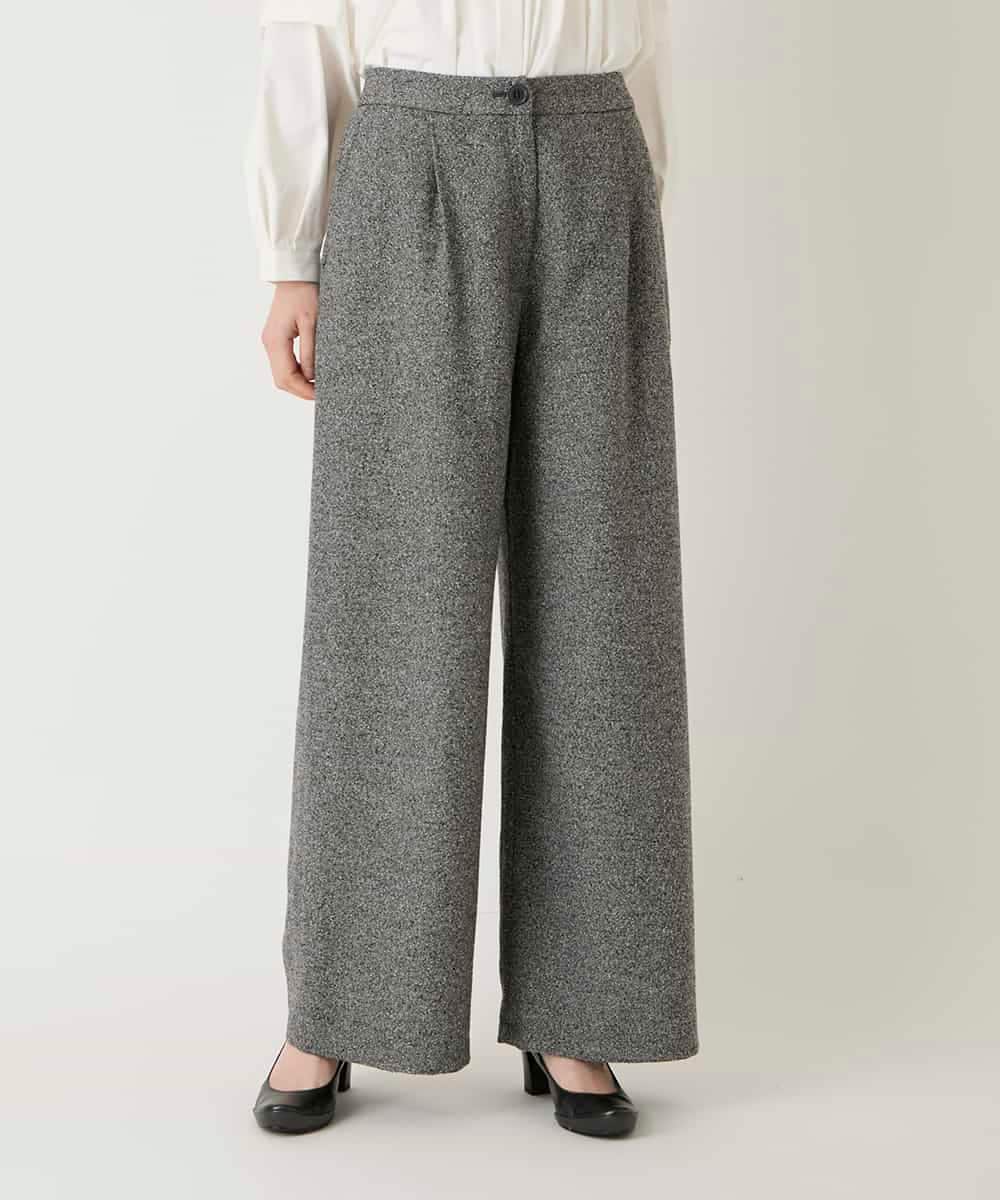 RBLAE21230 HIROKO BIS(ヒロコ ビス) ネップツイードワイドプルオンパンツ ベージュ