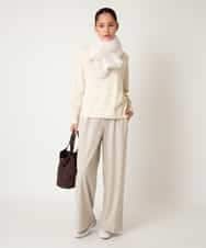 RBLAF30230 HIROKO BIS(ヒロコ ビス) 【アルガンオイル加工】ストレッチワイドパンツ ベージュ