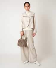 RBLAF30230 HIROKO BIS(ヒロコ ビス) 【アルガンオイル加工】ストレッチワイドパンツ ベージュ