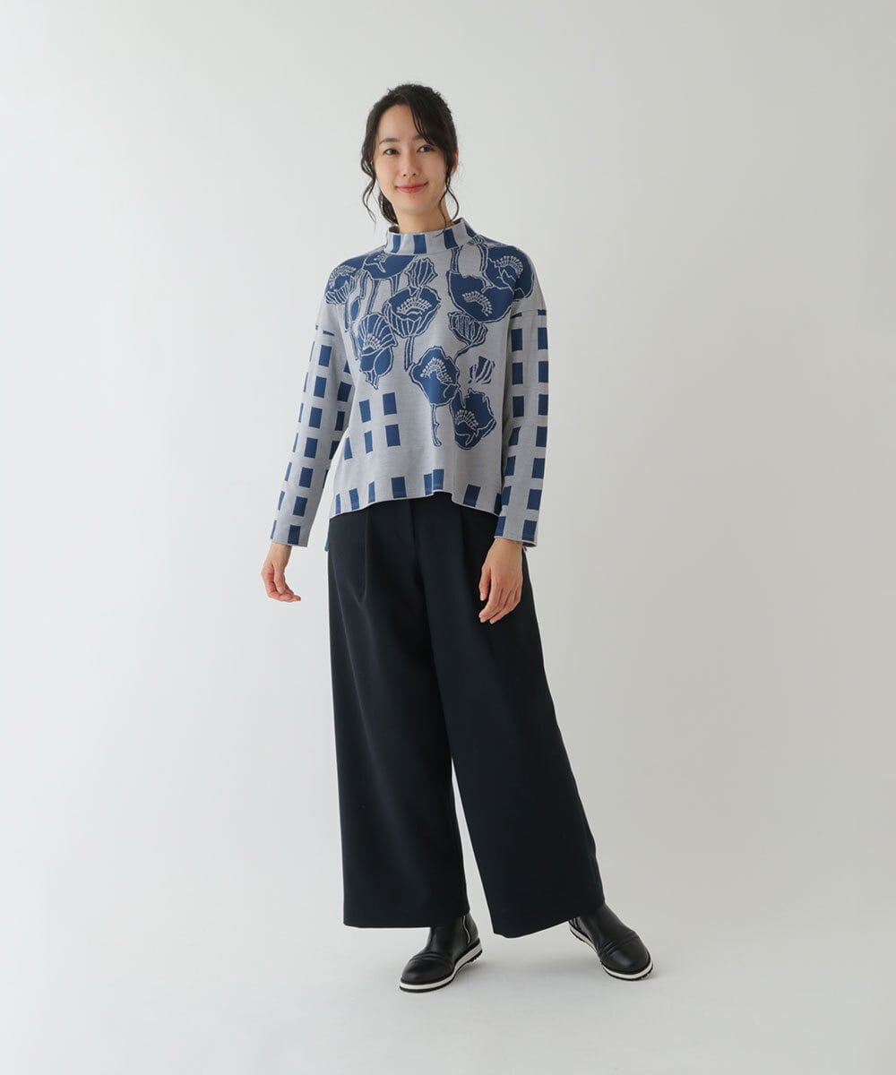 RBLAU41270 HIROKO BIS(ヒロコ ビス) 【洗濯機で洗える】起毛ストレッチフレアシルエットパンツ アイボリー