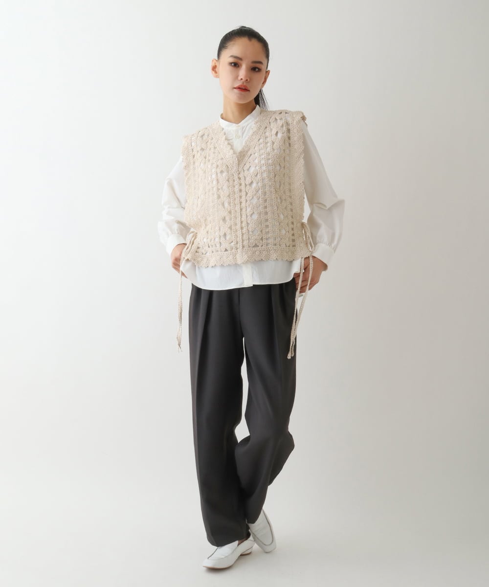 RBLDA30260 HIROKO BIS(ヒロコ ビス) ストレッチセンタープレスパンツ ネイビー