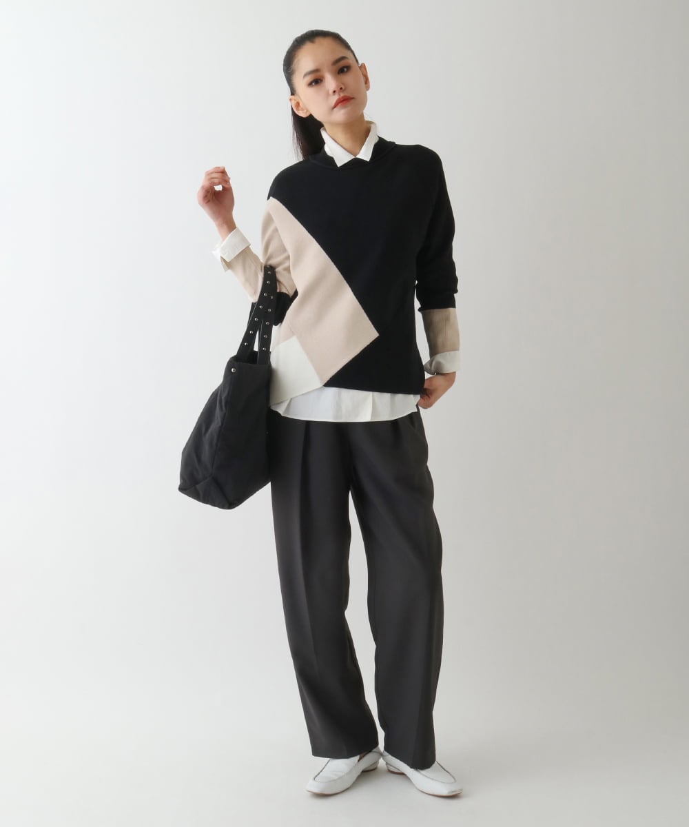 RBLDA30260 HIROKO BIS(ヒロコ ビス) ストレッチセンタープレスパンツ ネイビー