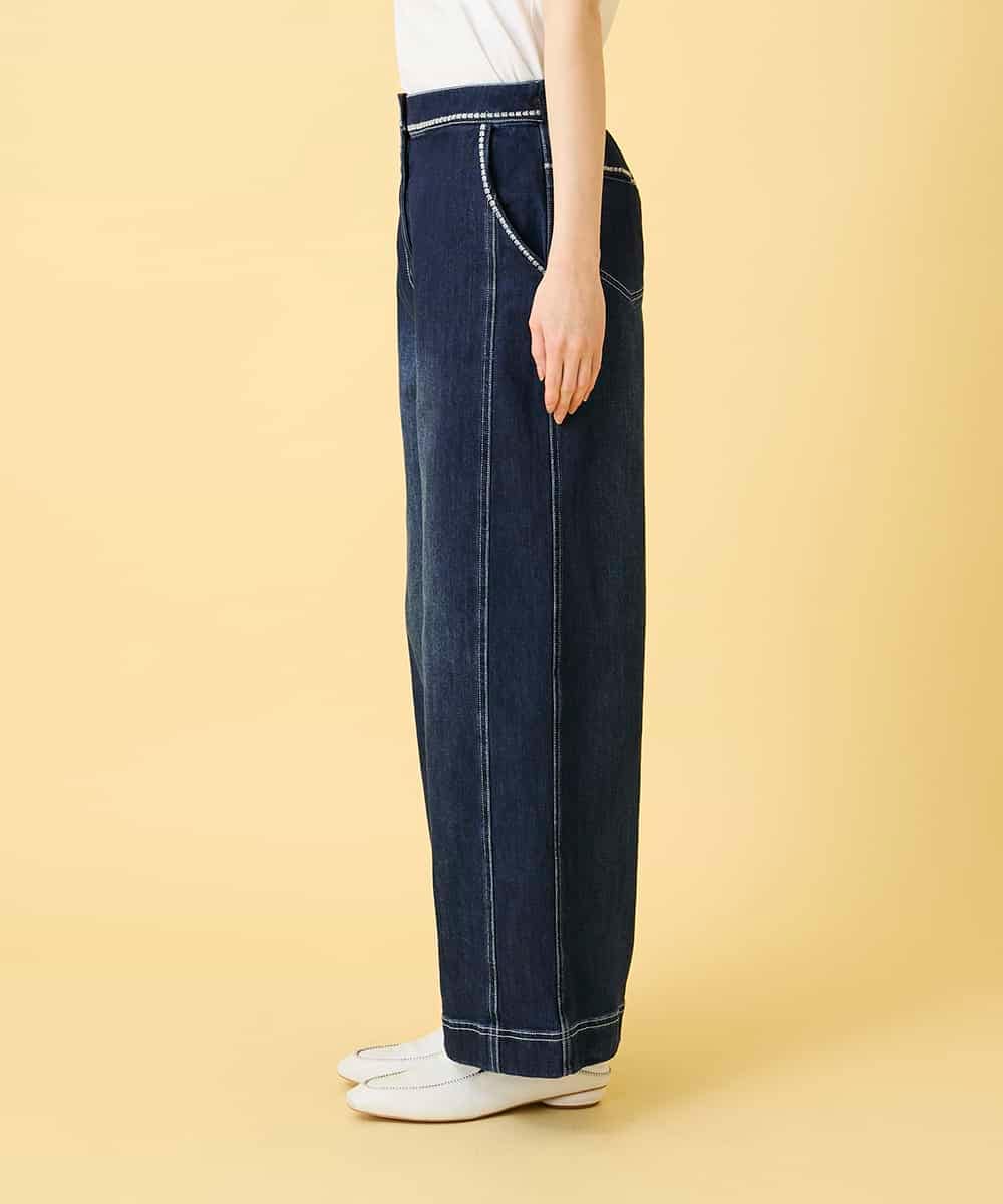 RBLED12250 HIROKO BIS(ヒロコ ビス) ステッチポイントストレッチデニムパンツ ネイビー