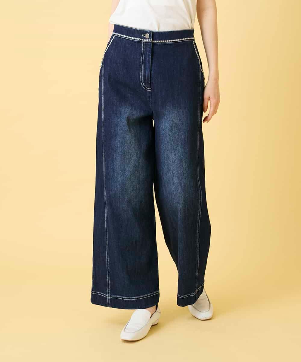 RBLED12250 HIROKO BIS(ヒロコ ビス) ステッチポイントストレッチデニムパンツ ネイビー