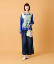 RBLED12250 HIROKO BIS(ヒロコ ビス) ステッチポイントストレッチデニムパンツ ネイビー