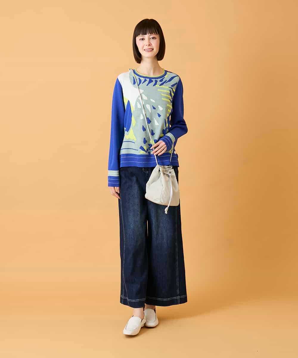 RBLED12250 HIROKO BIS(ヒロコ ビス) ステッチポイントストレッチデニムパンツ ネイビー