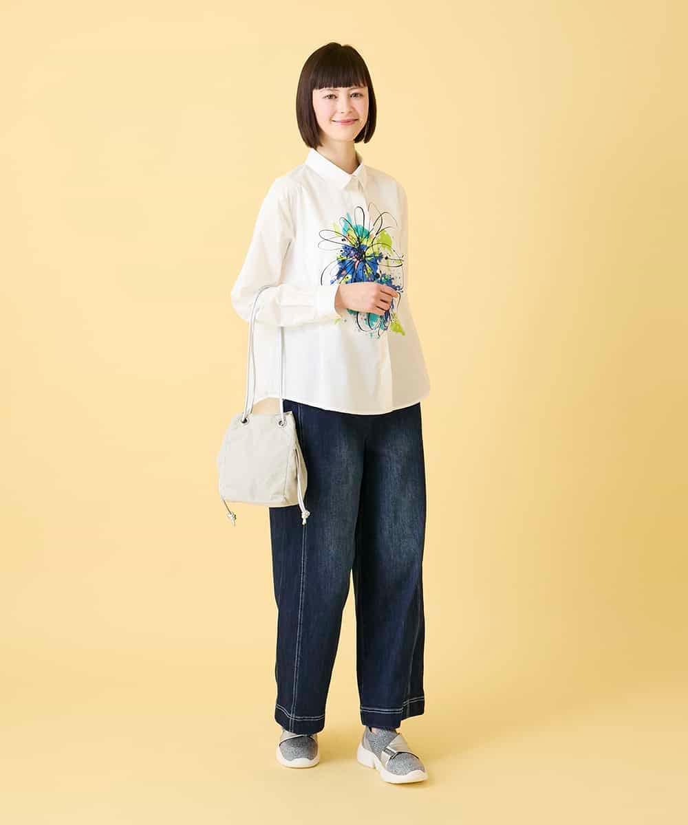 RBLED12250 HIROKO BIS(ヒロコ ビス) ステッチポイントストレッチデニムパンツ /洗濯機で洗える ネイビー