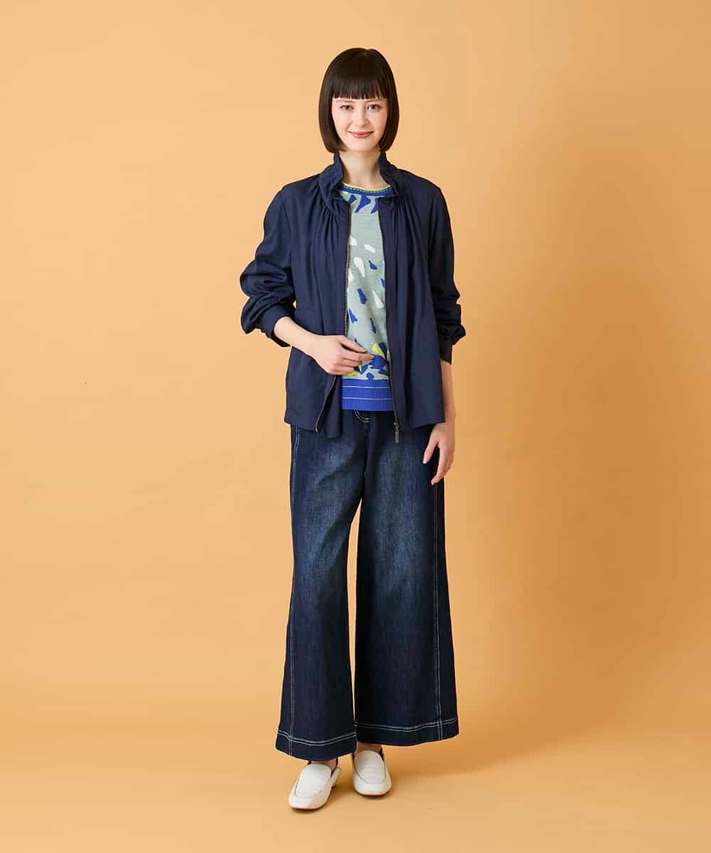 RBLED12250 HIROKO BIS(ヒロコ ビス) ステッチポイントストレッチデニムパンツ /洗濯機で洗える ネイビー