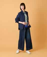 RBLED12250 HIROKO BIS(ヒロコ ビス) ステッチポイントストレッチデニムパンツ /洗濯機で洗える ネイビー