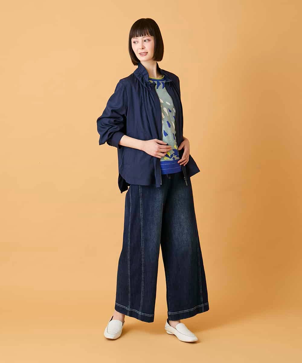 RBLED12250 HIROKO BIS(ヒロコ ビス) ステッチポイントストレッチデニムパンツ /洗濯機で洗える ネイビー