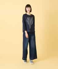 RBLED12250 HIROKO BIS(ヒロコ ビス) ステッチポイントストレッチデニムパンツ /洗濯機で洗える ネイビー