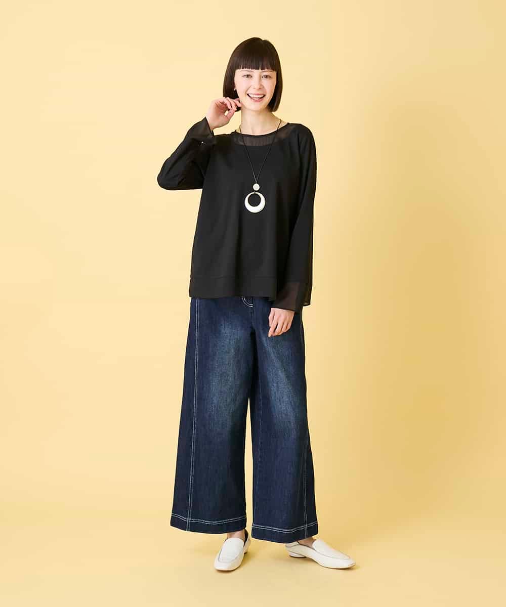 RBLED12250 HIROKO BIS(ヒロコ ビス) ステッチポイントストレッチデニムパンツ /洗濯機で洗える ネイビー