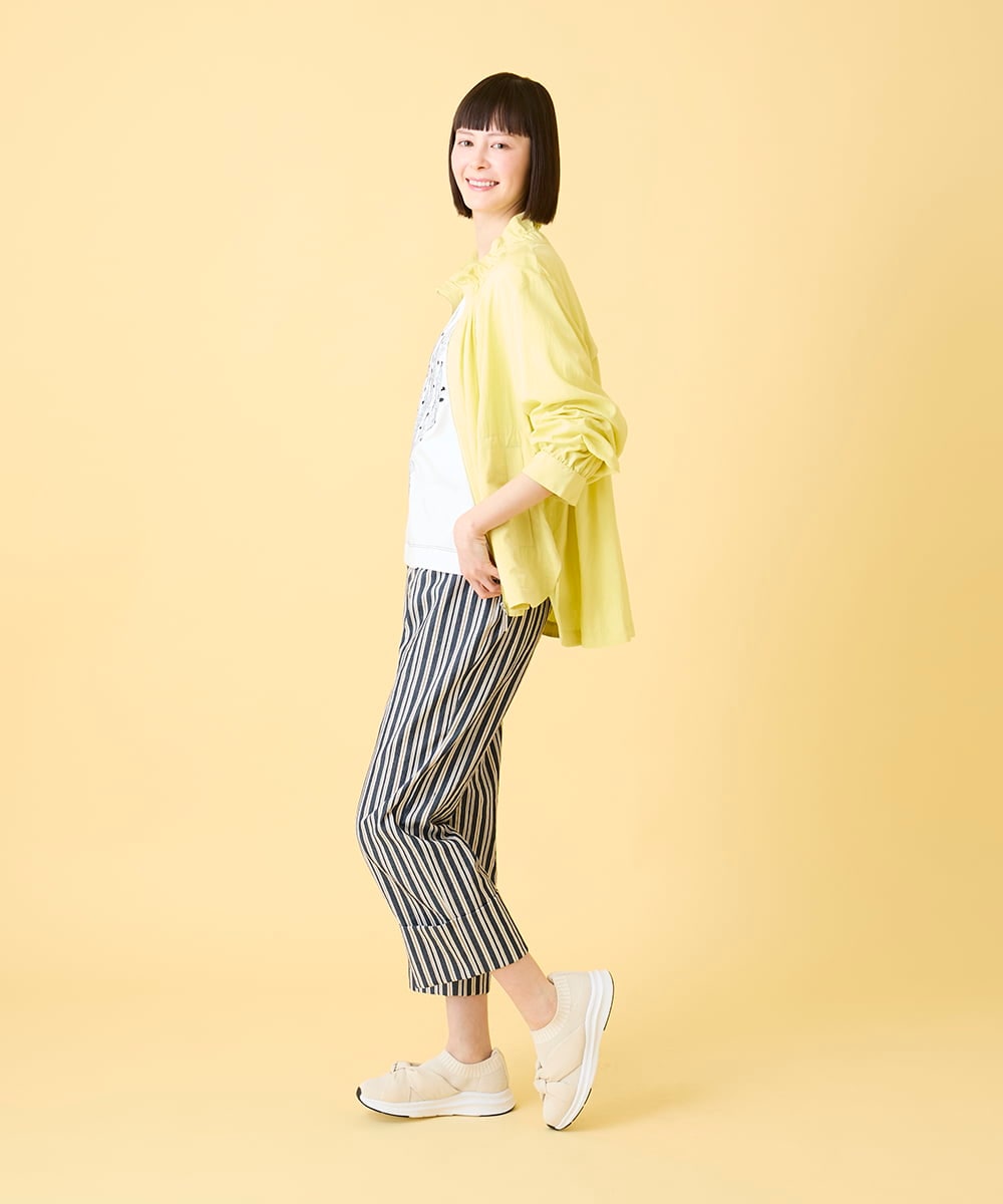 RBLED16270 HIROKO BIS(ヒロコ ビス) ストライプクロップドパンツ /洗える ネイビー