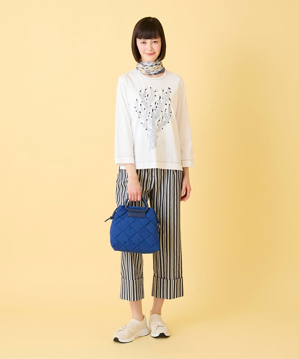 RBLED16270 HIROKO BIS(ヒロコ ビス) ストライプクロップドパンツ /洗える ネイビー