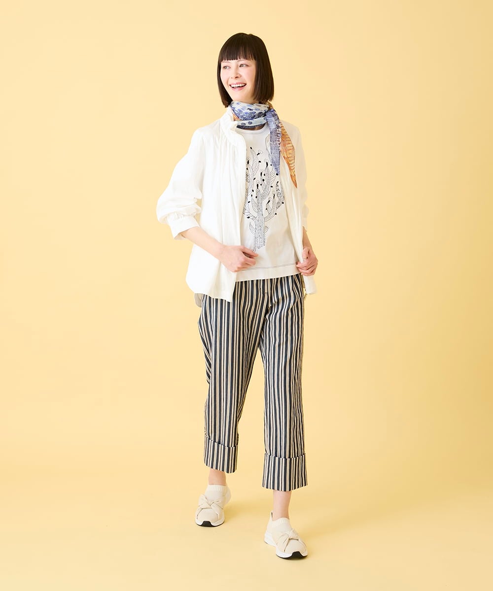 RBLED16270 HIROKO BIS(ヒロコ ビス) ストライプクロップドパンツ /洗える ネイビー