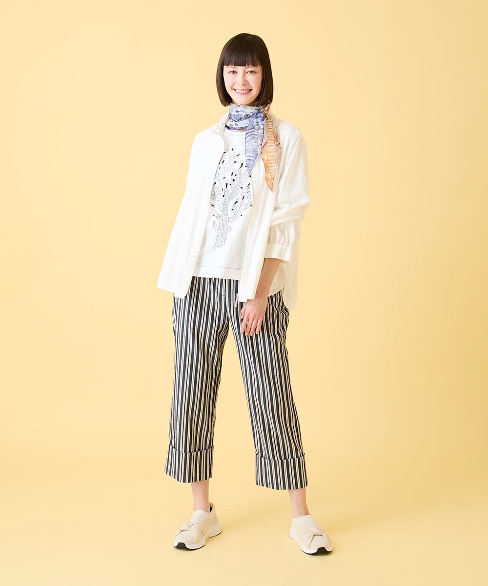 RBLED16270 HIROKO BIS(ヒロコ ビス) ストライプクロップドパンツ /洗える ネイビー