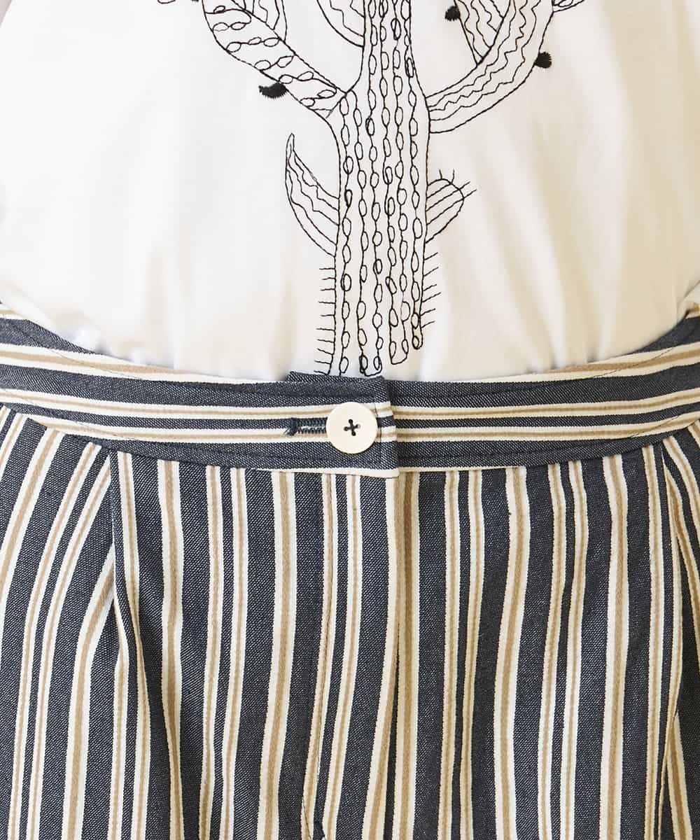 RBLED16270 HIROKO BIS(ヒロコ ビス) ストライプクロップドパンツ ネイビー