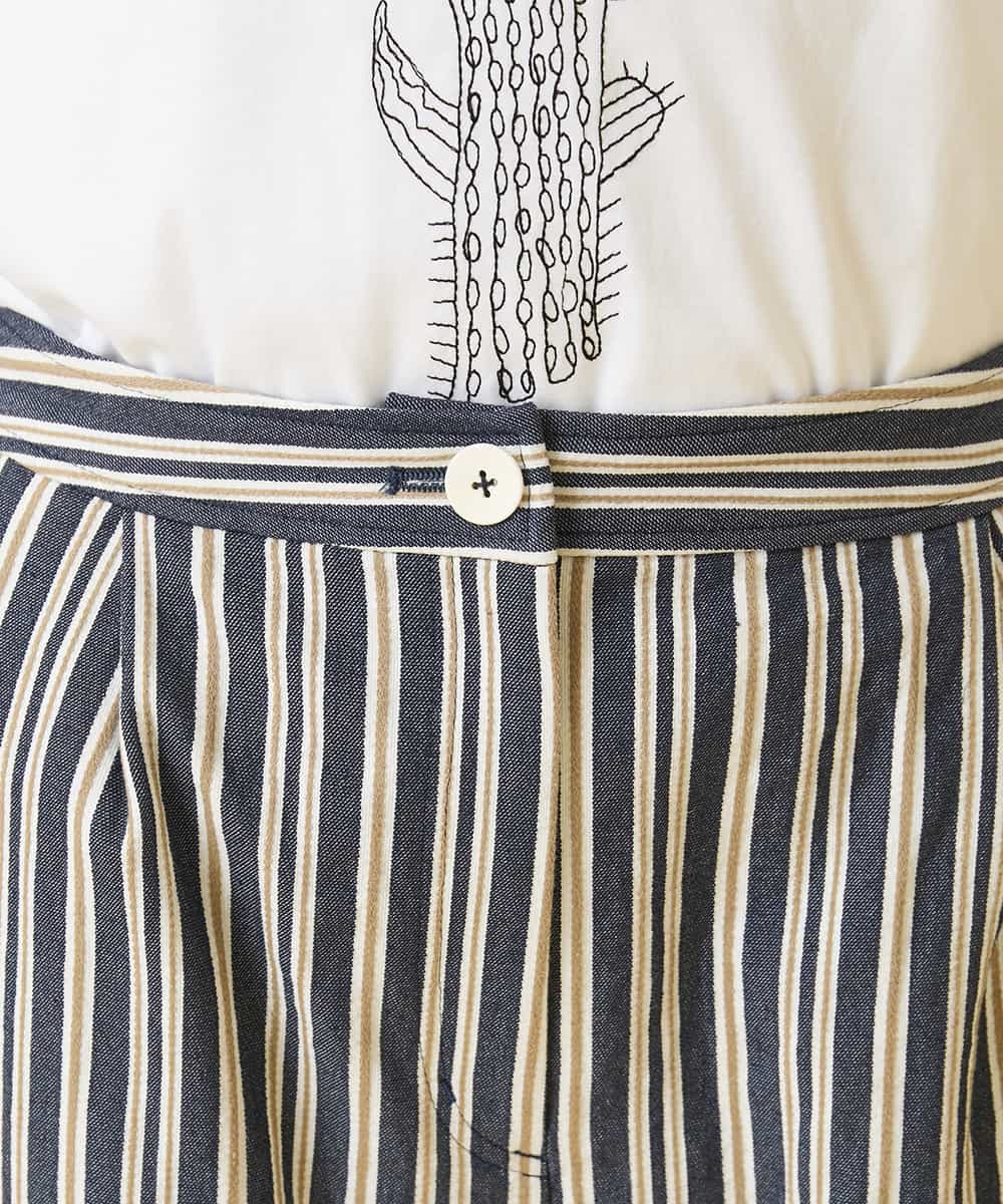 RBLED16270 HIROKO BIS(ヒロコ ビス) ストライプクロップドパンツ ネイビー