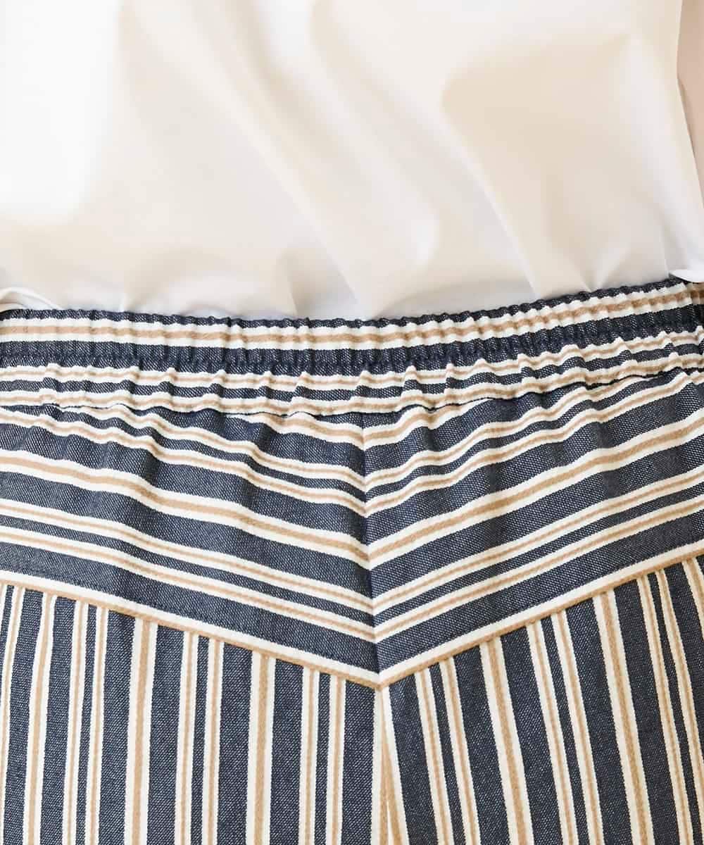 RBLED16270 HIROKO BIS(ヒロコ ビス) ストライプクロップドパンツ ネイビー