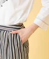 RBLED16270 HIROKO BIS(ヒロコ ビス) ストライプクロップドパンツ ネイビー