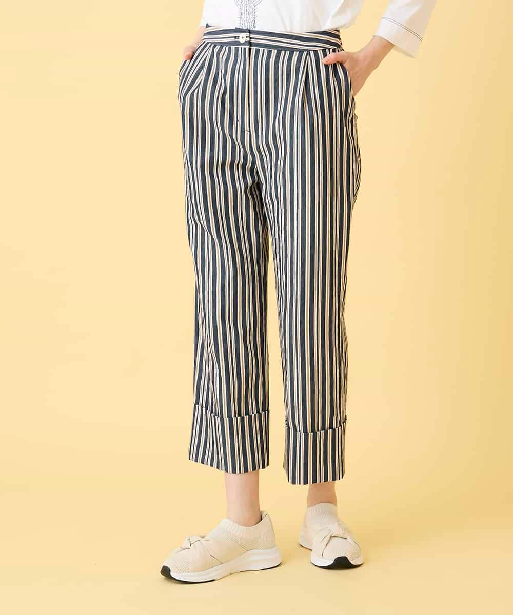 RBLED16270 HIROKO BIS(ヒロコ ビス) ストライプクロップドパンツ ネイビー