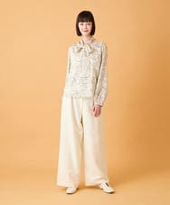 RBLED46330 HIROKO BIS(ヒロコ ビス) ジャカードストレートパンツ /洗える アイボリー