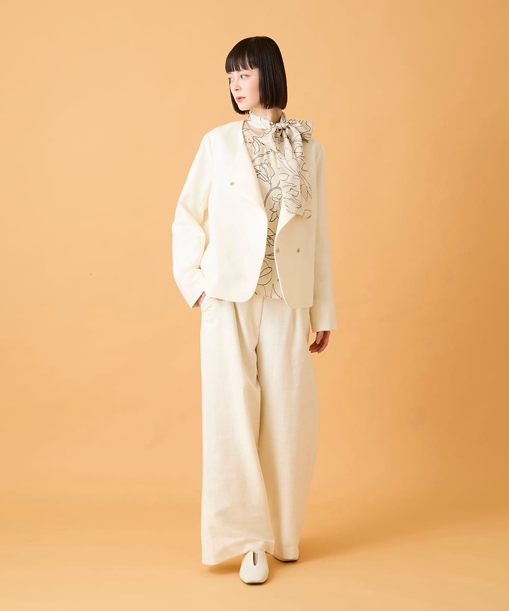 RBLED46330 HIROKO BIS(ヒロコ ビス) ジャカードストレートパンツ /洗える アイボリー