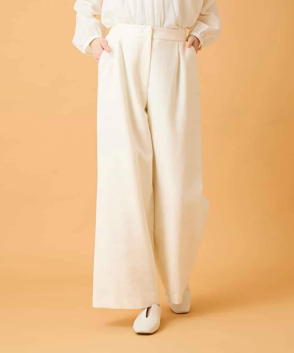 RBLED46330 HIROKO BIS(ヒロコ ビス) ジャカードストレートパンツ アイボリー