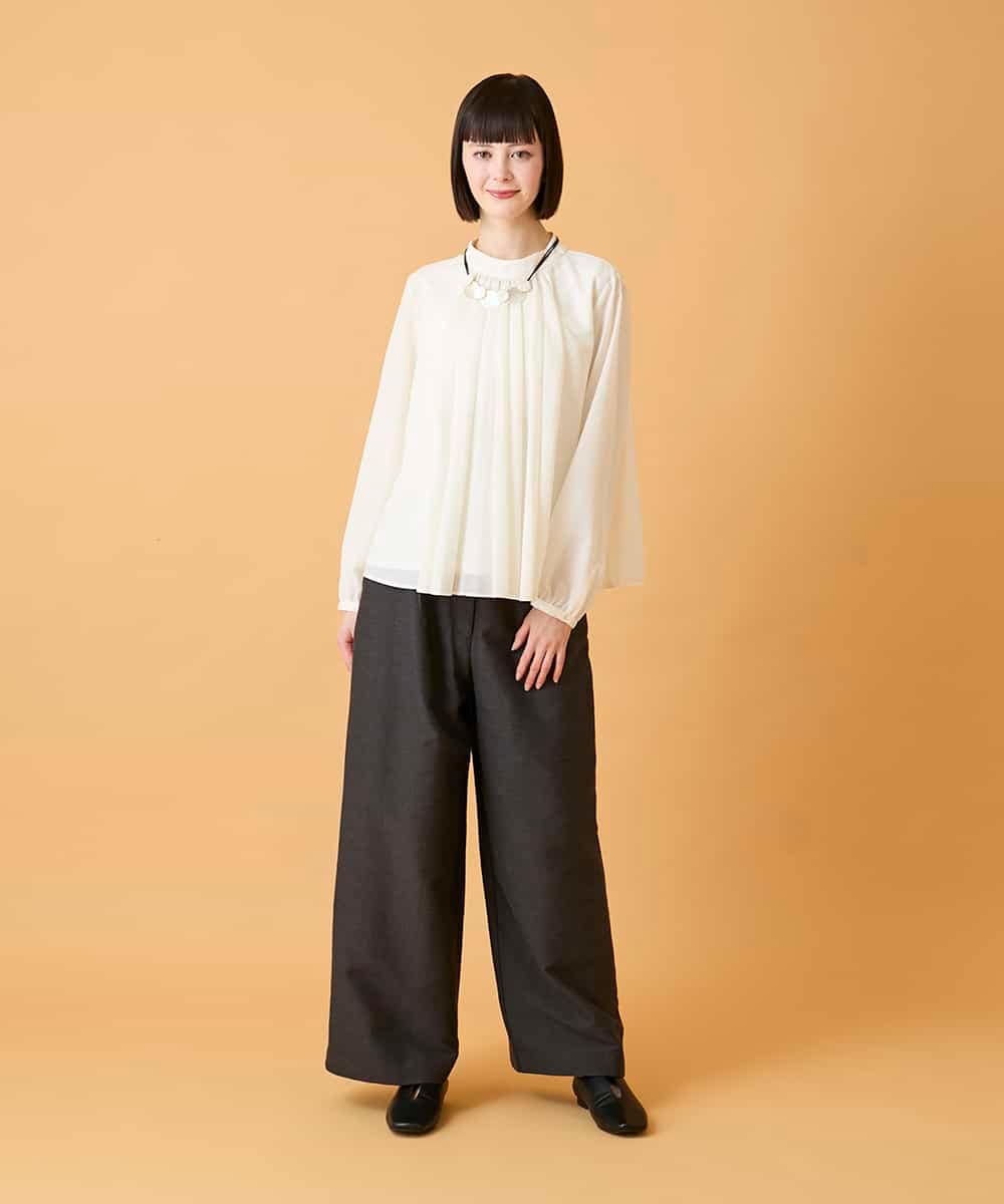 RBLED46330 HIROKO BIS(ヒロコ ビス) ジャカードストレートパンツ アイボリー