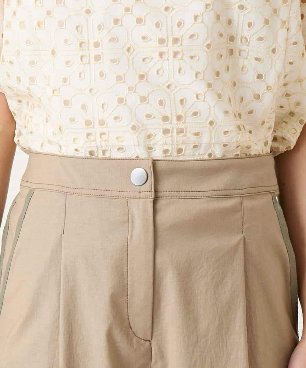 新品同様　ルネ　リネンライク　ガウチョパンツ サイドポケット付き リネンライククロス タックガウチョパンツ(51332150-2024
