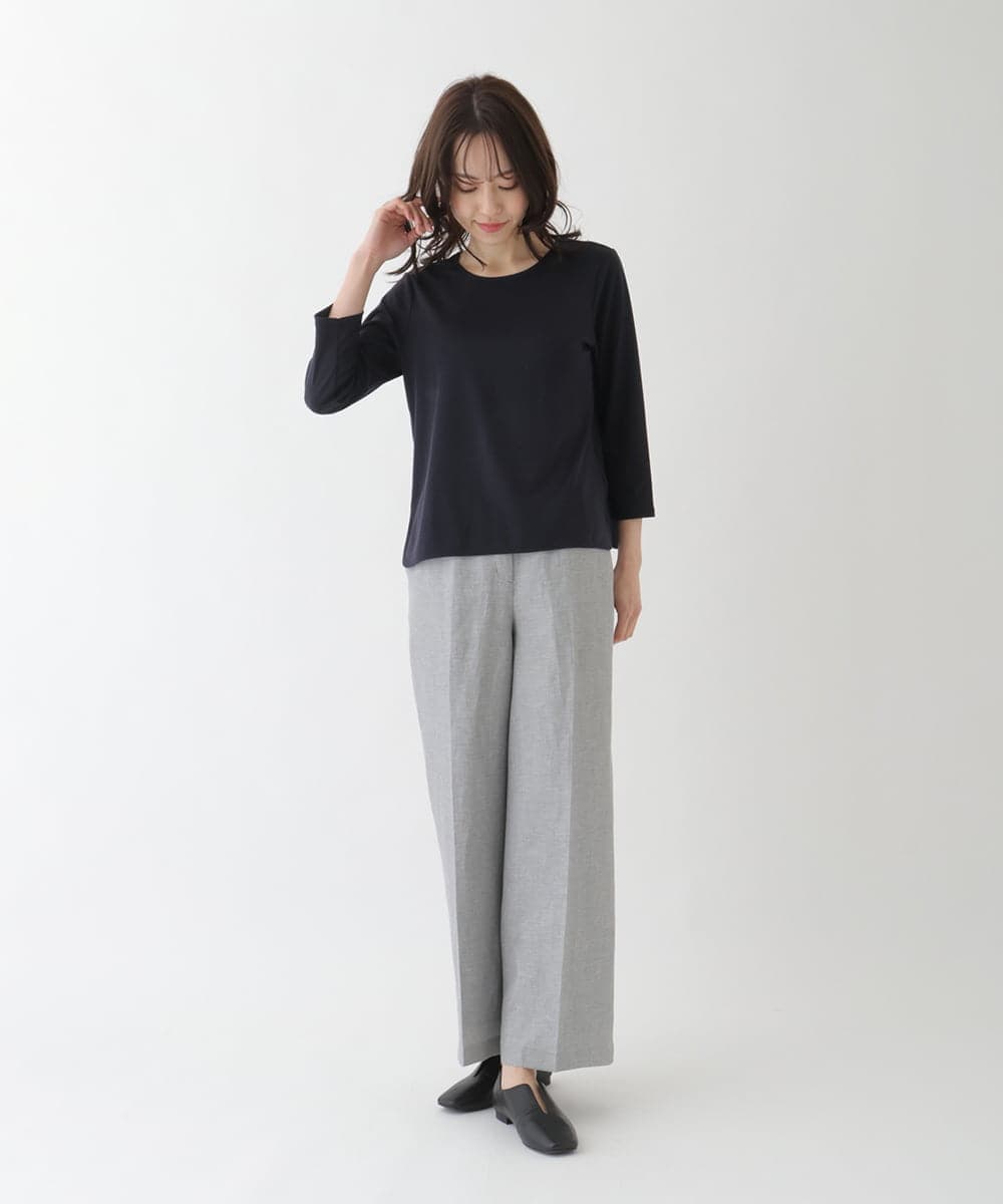 RBLFT41230 HIROKO BIS(ヒロコ ビス) センタープレス リネンワイドパンツ カーキ
