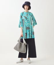 RBLGA51230 HIROKO BIS(ヒロコ ビス) 【撥水】ストレッチタフタデザインワイドパンツ /洗濯機で洗える カーキ