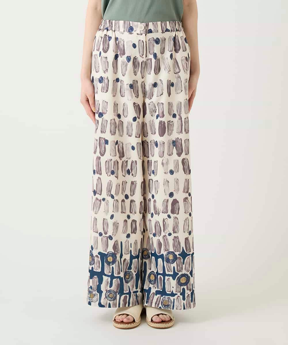 RBLGE05290 HIROKO BIS(ヒロコ ビス) エスニックモチーフスラブワイドパンツ ベージュ