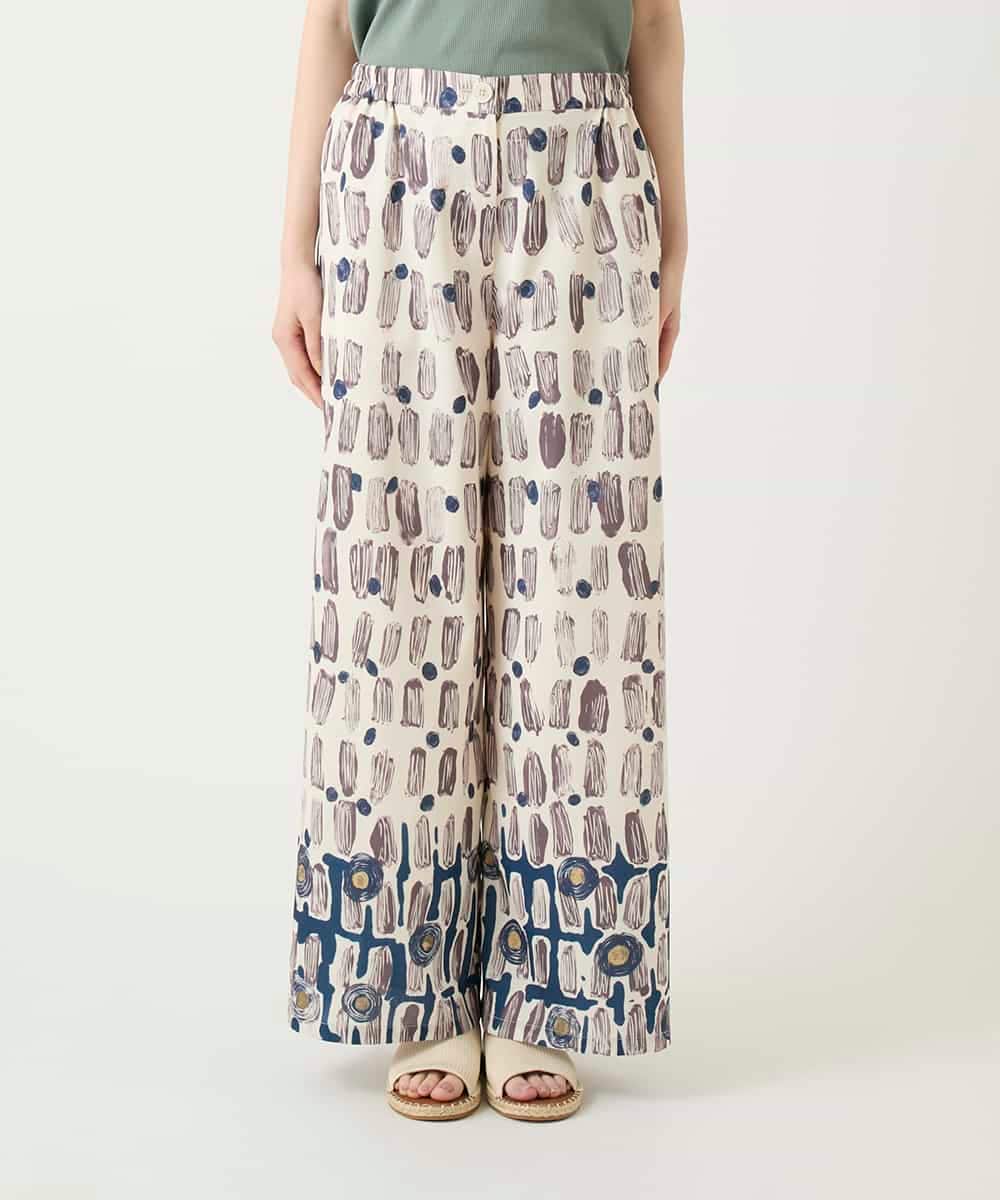 RBLGE05290 HIROKO BIS(ヒロコ ビス) エスニックモチーフスラブワイドパンツ ベージュ