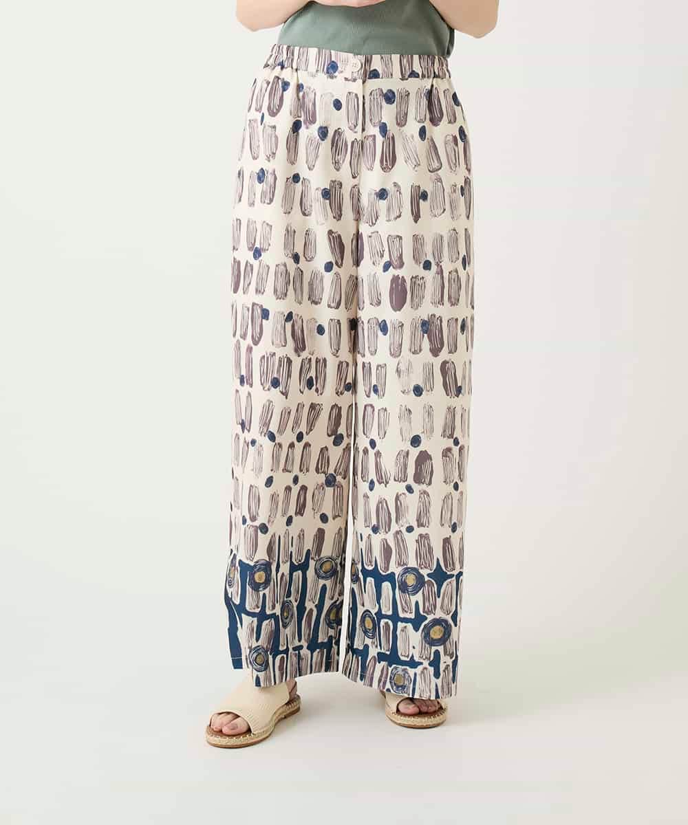 RBLGE05290 HIROKO BIS(ヒロコ ビス) エスニックモチーフスラブワイドパンツ ベージュ