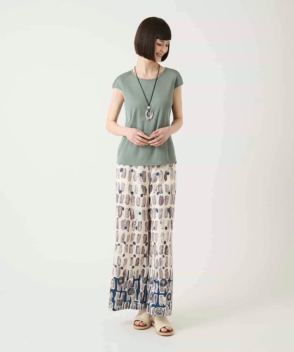 RBLGE05290 HIROKO BIS(ヒロコ ビス) エスニックモチーフスラブワイドパンツ ベージュ