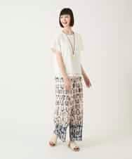 RBLGE05290 HIROKO BIS(ヒロコ ビス) エスニックモチーフスラブワイドパンツ ベージュ
