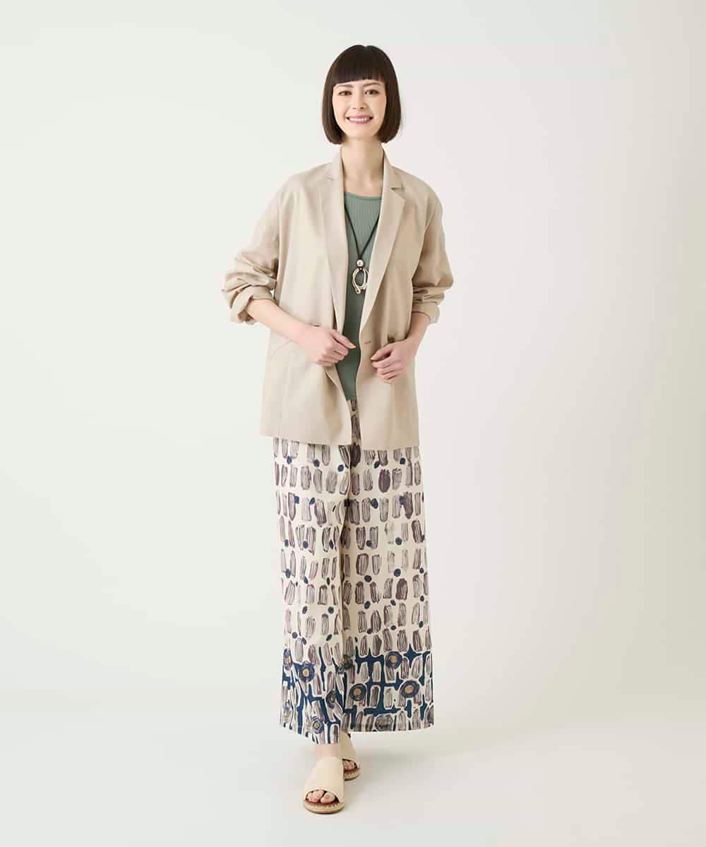 RBLGE05290 HIROKO BIS(ヒロコ ビス) エスニックモチーフスラブワイドパンツ ベージュ