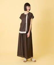 RBLGE12270 HIROKO BIS(ヒロコ ビス) 【先行予約】ウエストギャザーリネンライクワイドパンツ ブラウン