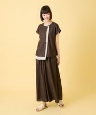 RBLGE12270 HIROKO BIS(ヒロコ ビス) 【先行予約】ウエストギャザーリネンライクワイドパンツ ブラウン