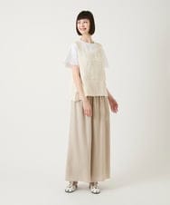 RBLGE12270 HIROKO BIS(ヒロコ ビス) ウエストギャザーリネンライクワイドパンツ ブラウン