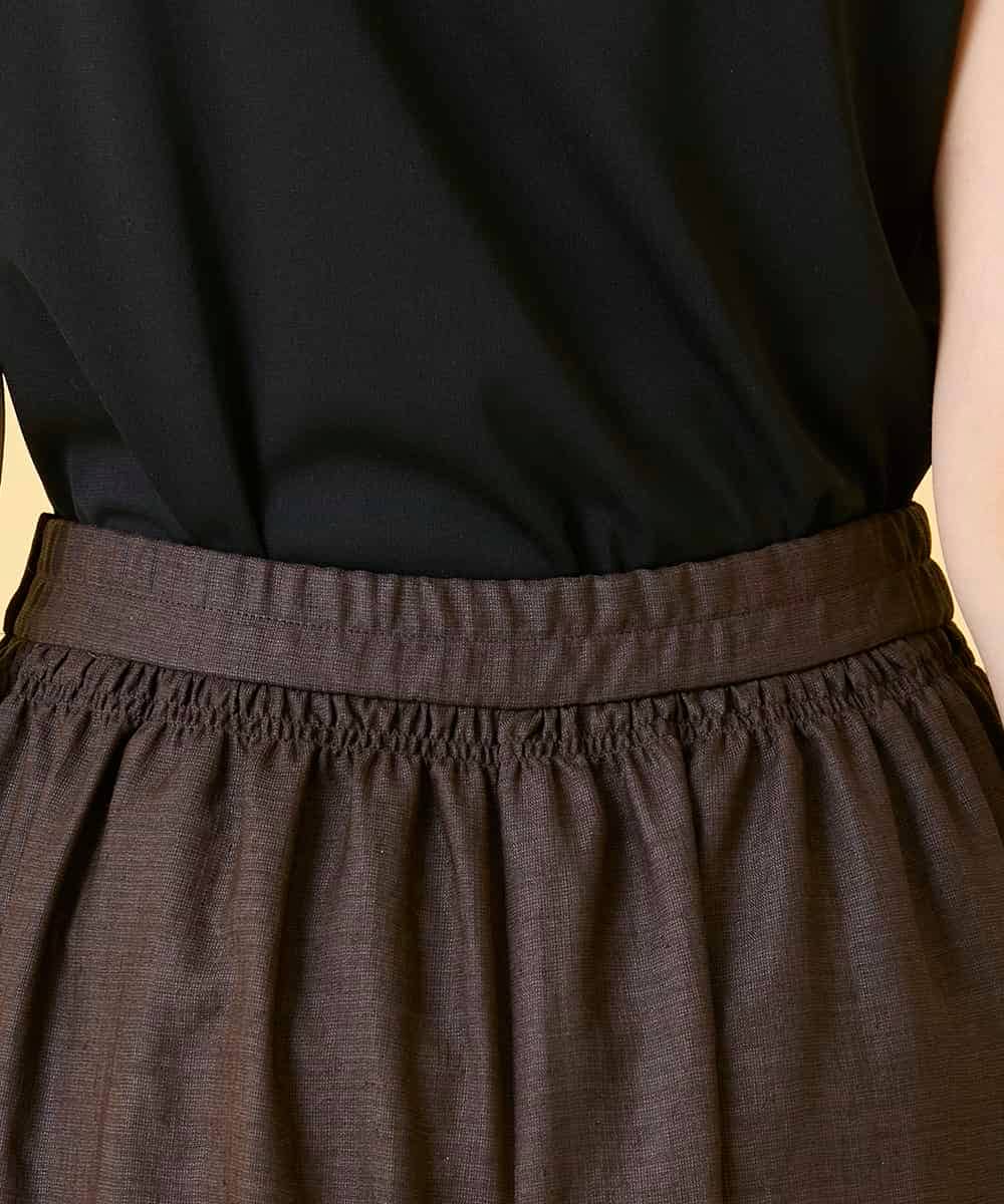 RBLGE12270 HIROKO BIS(ヒロコ ビス) 【先行予約】ウエストギャザーリネンライクワイドパンツ ブラウン