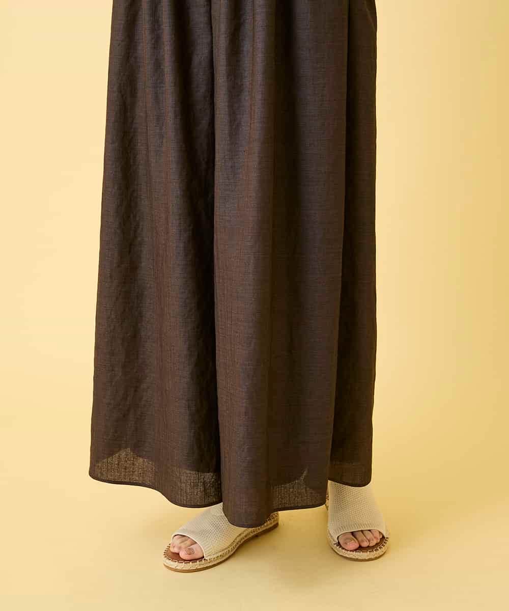 RBLGE12270 HIROKO BIS(ヒロコ ビス) 【先行予約】ウエストギャザーリネンライクワイドパンツ ブラウン