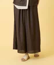 RBLGE12270 HIROKO BIS(ヒロコ ビス) 【先行予約】ウエストギャザーリネンライクワイドパンツ ブラウン