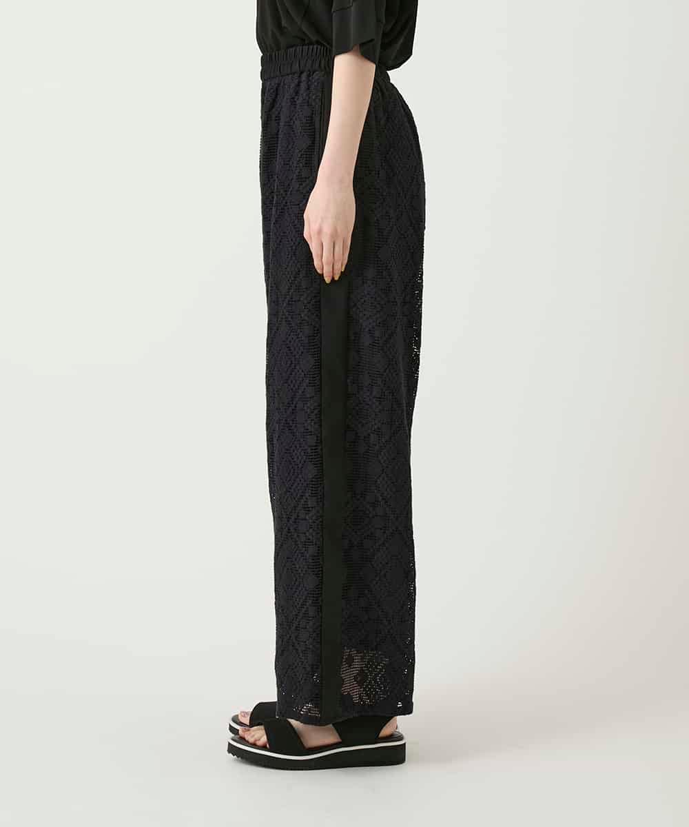 RBLGE30260 HIROKO BIS(ヒロコ ビス) ラッセルレースサイドラインフレアーパンツ ブラック